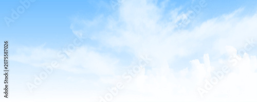 фотографія White fluffy clouds in the blue azure sky panorama