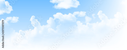 Obraz na plátně White fluffy clouds in the blue azure sky panorama