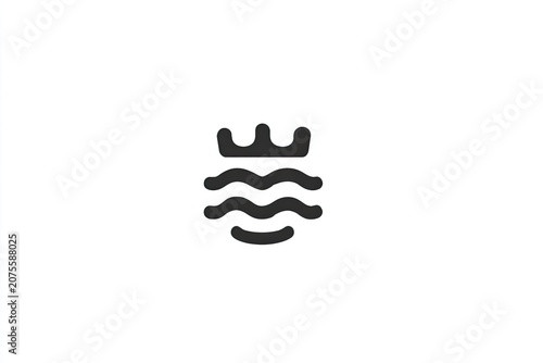 Stylized graphic symbol combines wavy lines representing water with a crown shape above