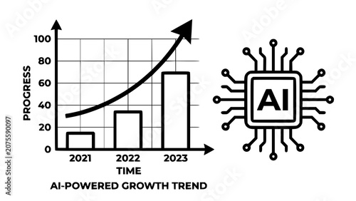 Obraz na plátně Ai powered growth trend chart showing progress over time with progress, artifici