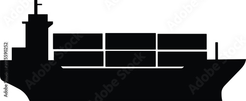 Foto Container Cargo Ship Silhouette Vector for Global Shipping Logistics and Maritim