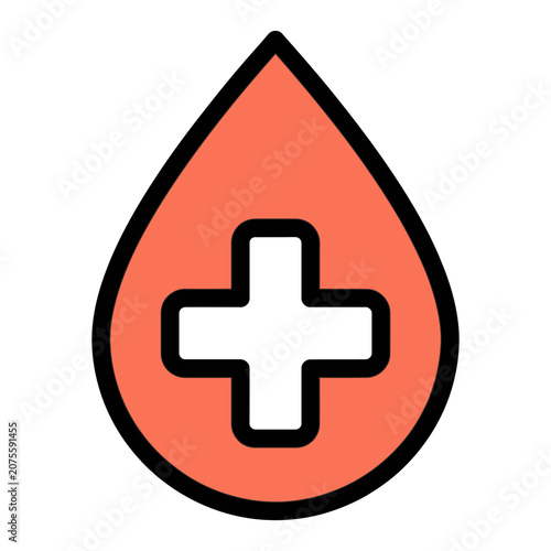 Blood Drop Cross Donation Sign Icon for Blood Drive