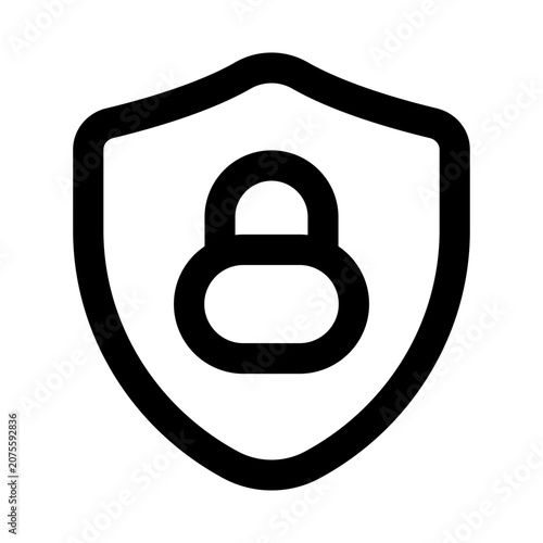 Lock security icon. Editable line icon. Professional and modern outline icon vector illustration featuring padlock and shield in a simple design.