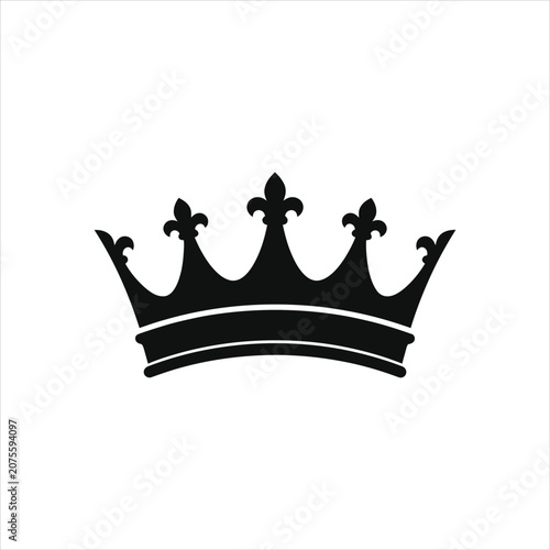 Tablou pe pânză A detailed, black vector illustration of a crown with fleur-de-lis, symbolizing royalty and luxury, on a white background