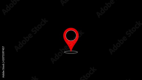 Simple location icon animation on black background. Country GPS location tracking icon. Map pointer icon set with pin symbols for navigation and location markers