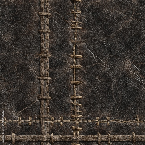 Dark grunge fabric texture with grid stitches and surface details stitched seamless background material abstract distressed