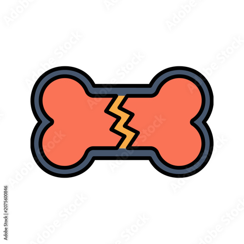 Broken Bone Fracture Icon for Orthopedics