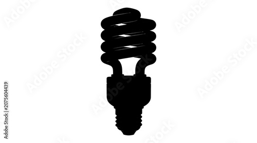Fotografía Compact fluorescent lamp silhouette against a white background