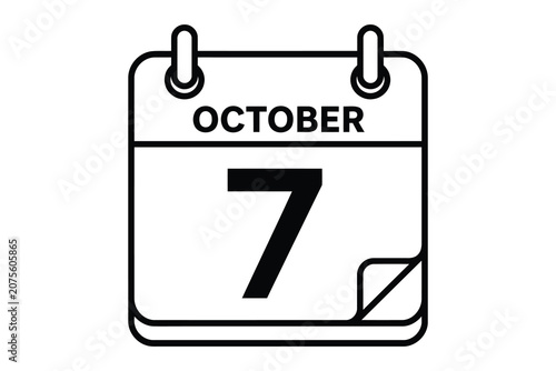 October seventh calendar date icon with arrow