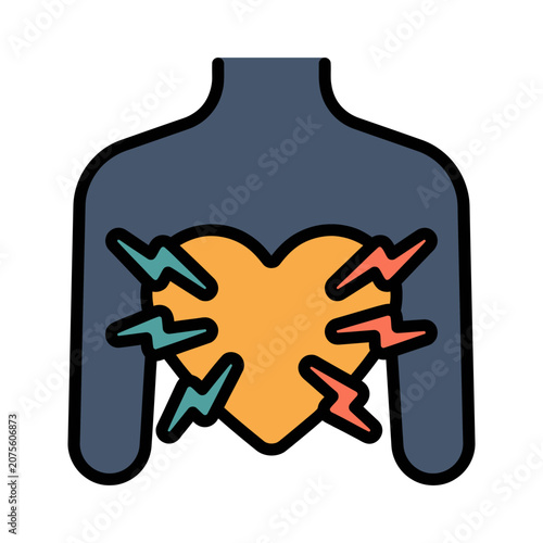 Heartburn Chest Pain Symptom Icon for Cardiology