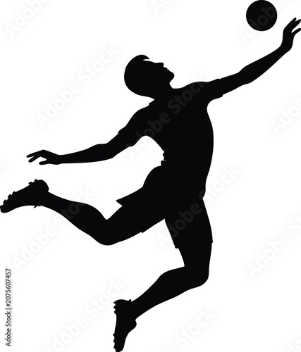 Handball Player Jumping and Throwing Ball Silhouette Isolated on White Background