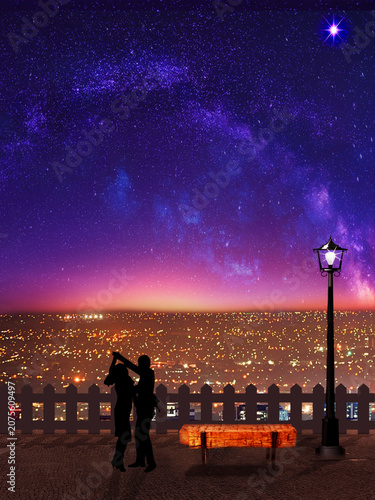 Картината върху платно Dancing at night in the city