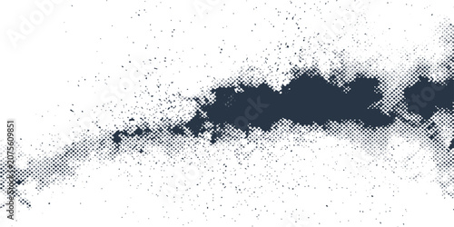 Photos Abstract monochromatic ink splatter texture with halftone dots, resembling a neb