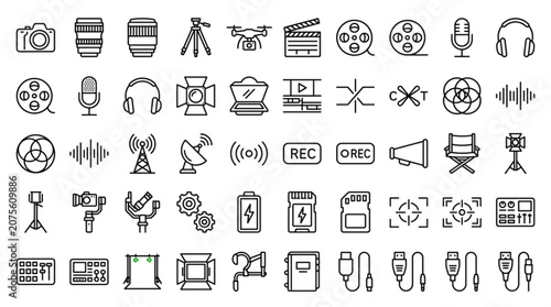 Various audio and video recording equipment icons are shown.