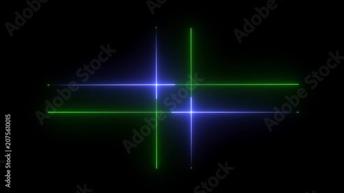 Abstract Glowing Blue Neon Grid with Intersecting Light Lines on Black Background. Perfect for modern animations, video overlays, artistic visuals.