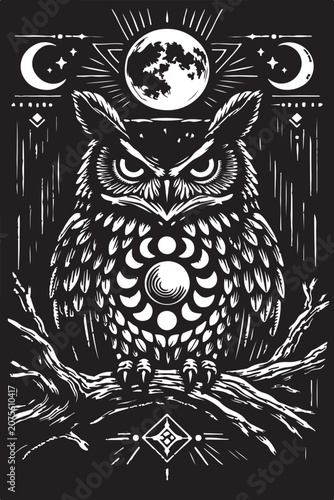 Mystical Owl Celestial Moon Phase Tarot