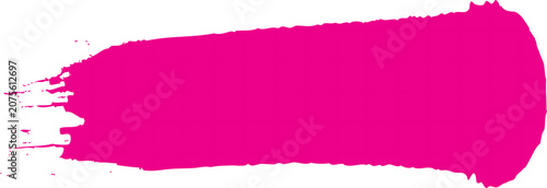 Bright pink paint brush stroke texture isolated on transparent background