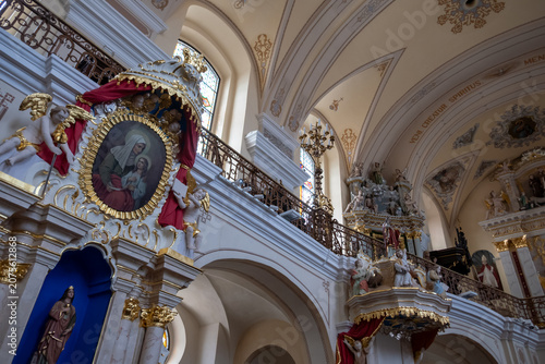 Ornate church interior with high arched ceiling