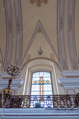 Ornate church interior with high arched ceiling