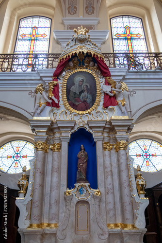 Ornate church interior with high arched ceiling
