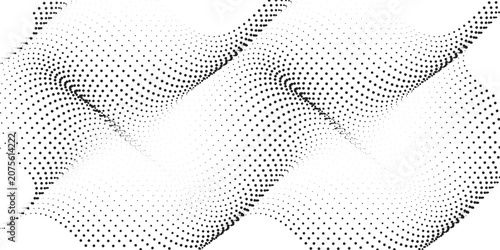 Tableau sur toile Abstract halftone wave pattern background, dynamic dotted texture with flowing l