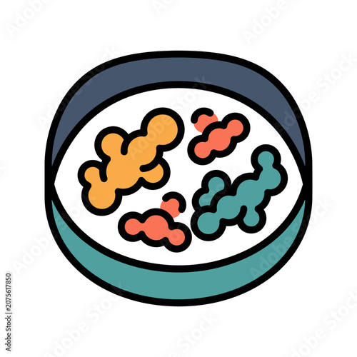 Petri Dish Bacteria Microbe Icon for Microbiology