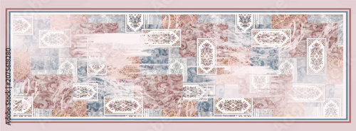 Bild auf Leinwand Luxury Baroque Patchwork Rectangular Scarf - Vintage Damask Long Shawl Pattern