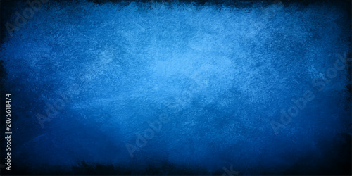 Bild auf Leinwand Dark Blue Grunge Textured Wall Background with Aged Paper and Concrete Surface V