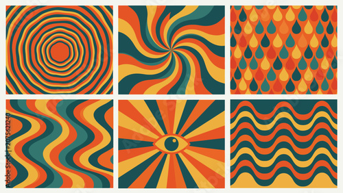 Vector illustration groovy retro patterns