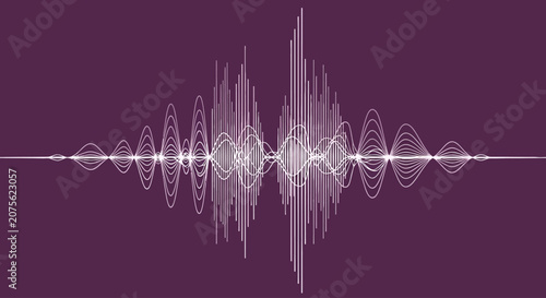 Fényképezés Digital audio sound wave visualization on purple background