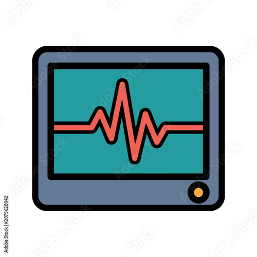 Heart Rate ECG Monitor Screen Icon for ICU