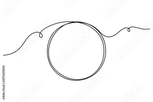 Hand drawn circle frame icon sign continuous one line drawing on white background minimalist collection of business ring symbol doodle illustration