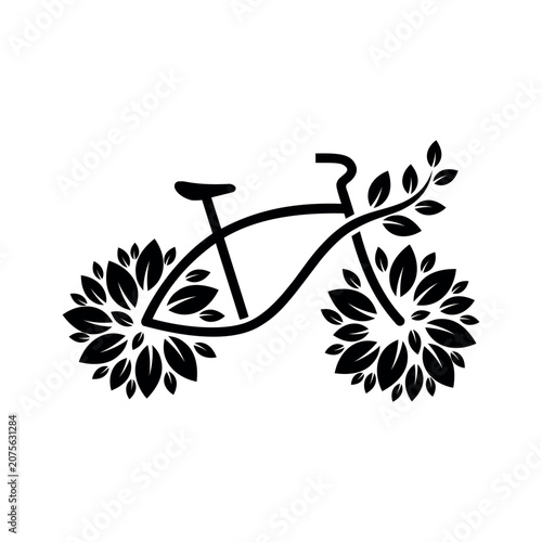 Bicycle With Flowers Eco Friendly Logo Vector
