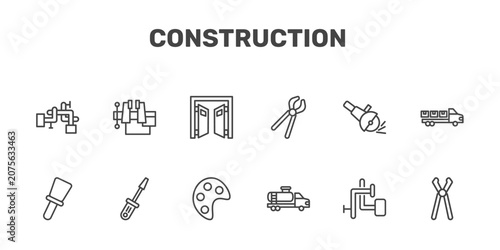 Fotografie construction icon set with adjustment system, , doors open, inclined clippers si