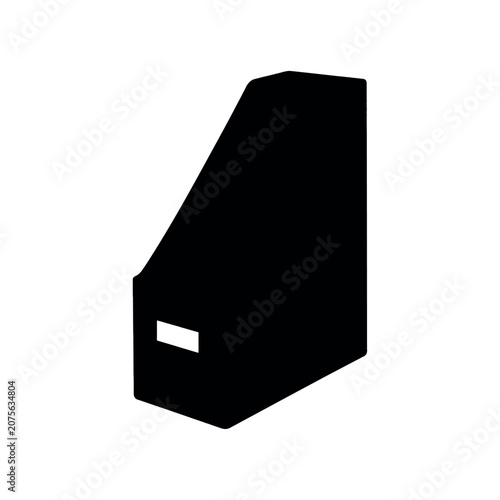 Black silhouette of an upright magazine file holder for office organization
