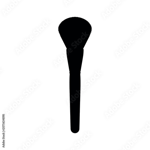 Black silhouette of a large fluffy cosmetic powder brush for makeup application