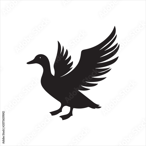 Schilderij op canvas Simple Duck Silhouette Vector