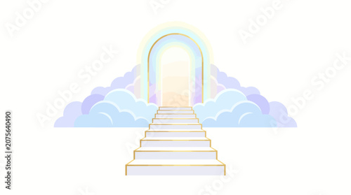 Stairway to Heaven with Rainbow and Clouds.