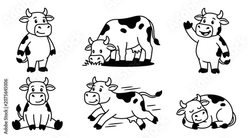 Cute Cartoon Cow Collection: Happy Farming Animal Illustrations