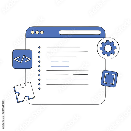 Web Development Coding Browser Interface Vector Illustration