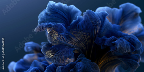 Obraz na plátně Underwater iris and orchid blooms in aquarium, purple and blue flower of the sea