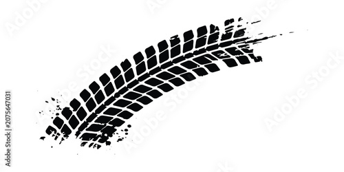 Konstfotografi Black tire track mark on the ground showing a sharp turn or skid