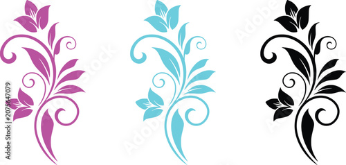 Halloween floral stencil designs in pink blue and black