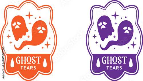 Halloween ghost tears spooky sticker design for party decorations