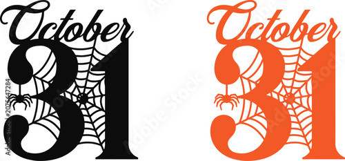 Halloween date october 31st spider web graphic design