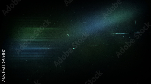 Cuadro en lienzo Abstract Analog Film Grunge Background with Dark Green Blue Light Leak, Aurora G
