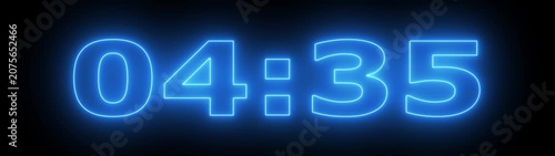 5 minute stopwatch , analog neon clock icon animation .5 minute countdown timer