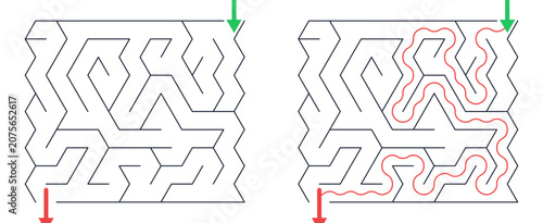 Fotografia Hexagonal maze for kids, medium difficulty printable logic game, find the way fr
