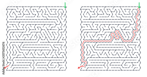 Quadro em tela Rectangular maze for kids, medium difficulty printable logic game, find the way