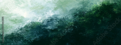 Obraz na plátně Abstract representation swirling deep emerald and pale green hues, evoking profound tranquility oceanic depths or misty forest canopy